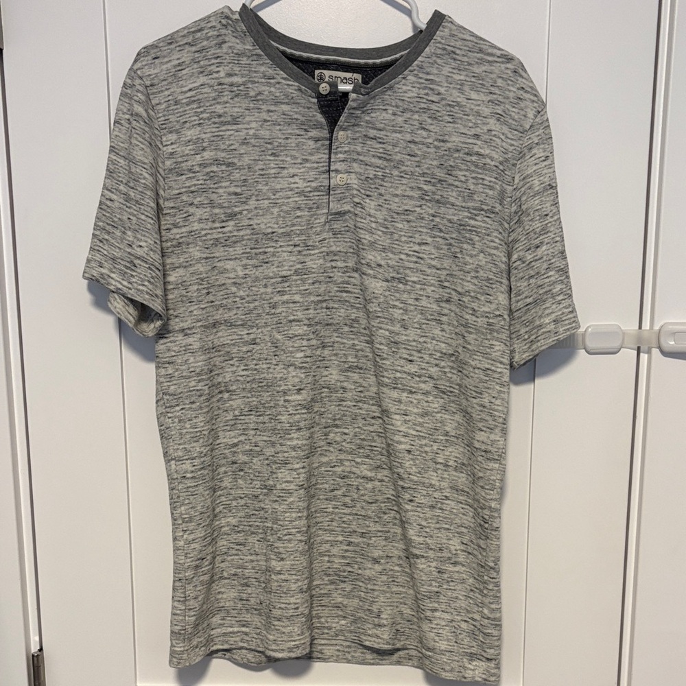 Men's Gray Short Sleeve Henley Shirt